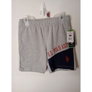 NWT U.S. Polo Assn Boys Size Small Contrast Splice Shorts Terry Grey Atheisure